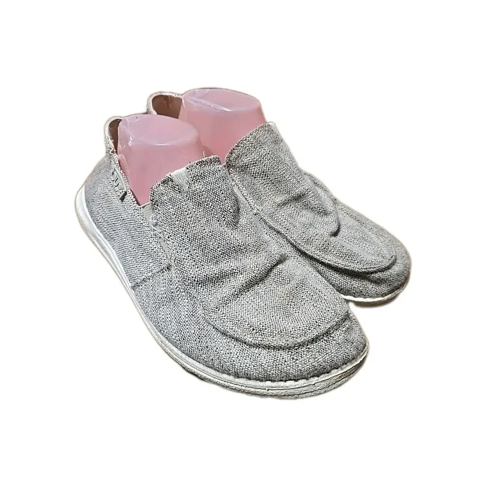 Hey Dude Chan B Woven Beige Canvas Loafer Slip On Casual‎ Shoes Men's Size 10